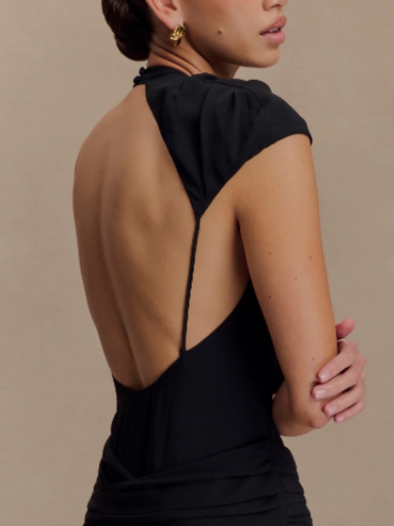 Meshki Dress Analia Chiffon Maxi Dress - Black